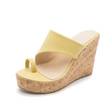 Purpdrank  Summer New Large Size Women's Shoes Fashion Wear Slippers Thick Soled Slope Heel Muffin Sandals Women Wedge Heel Flip Flops