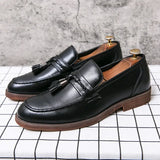 Purpdrank  Pointed casual moccasins for men fringed slip-on men's shoes Beef soles bean boat shoes Fashion hair stylist fashion shoes2026