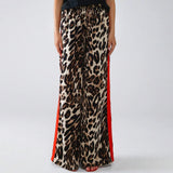 Purpdrank  Fashionable Leopard Print Women's Pants Spring New Product 2025 Splicing Loose Wide Leg Flared Pants Casual Long Pants For Women