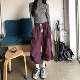 Purpdrank  Commuter Shorts 2025 Spring and Summer Loose Casual American Retro Five-point Women's Shorts with Wide Legs