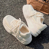 Purpdrank  Summer Hollow Out Thick Bottom Vulcanized Shoes Woman Chunky Platform White Sneakers Women Comfortable Lace Up Sports Shoes