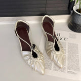 Purpdrank  Designer New 2025 Women Heeled Sandals Sexy Ponited Toe Chunky Shoes Summer Dress Party Luxury Woman Brand Pumps Sandalias Mujer