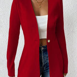 Purpdrank  Korean Style V-Neck Long-Sleeved Pure Color Suit Jacket European And American Fashion One-Button Design for Women
