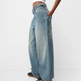 Purpdrank  Womens Jeans High Waisted Straight Wide Leg Baggy Jeans Y2k Boyfriend Vintage Washed Loose Denim Pants Cyber Grunge Streetwear