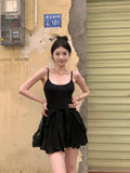 Purpdrank  Autumn New Sling Short Black Dress Sets Women High Street Spicy Girls Crop Top & Short Mini Dress Sexy Club Two Piece Tracksuit