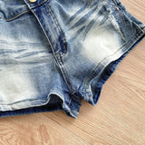 Purpdrank  American Retro Denim Shorts For Women Summer New Casual Ripped Tight Hot Pants Fashion Washed Distressed Hot Girls Shorts