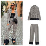 Purpdrank  Spring New Women's Fashion temperament casual loose and versatile flower printed shirt wide leg pants set