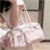 Purpdrank  Sweet One Shoulder Tote Ita Bag Women's Fashionable Versatile Y2k Multi Style Large Capacity Transparent Outer Bag Crossbody Bag