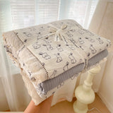 Purpdrank  Double Layer Yarn Bedding Set Print Floral Four Pieces Set Soft Comfortable Duvet Cover Bed Sheet With Pillowcases Home Textiles
