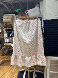 Purpdrank  Red Floral Ruffles Midi Skirts Women Summer Elastic High Waist Lace Trim A-line Faldas Casual Sweet Cotton Thin Long Skirts New