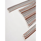 Purpdrank  Vintage Striped Knit T Shirt Women Long Sleeve V Neck Slim Casual Autumn Tops