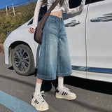 Purpdrank  New Arrival Retro Casual Loose Wide Leg Mid-Length Trousers for Women