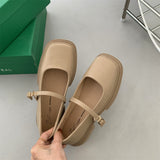 Purpdrank - French Chunky Heels Women 2023 Spring Summer New Fashion Casual Mary Jane Shoes Ladies Designer Leather Sandals Women