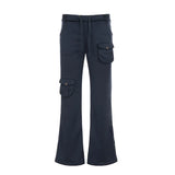 Purpdrank  American Retro Slight Strech Low Waist Pockets Slim Solid FLARE PANTS