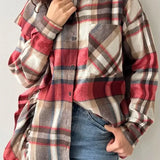 Purpdrank  Vintage Long Sleeves Pocket Blouses Collared Casual Tops 2025 Plaid Shirts for Women Spring Autumn Ruffle Button Down Shirts