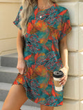 Purpdrank   Elegant Dress Women O Neck Short Sleeve Dresses Fashion Casual Printed Mini Dresses Summer New Chic Female Dress