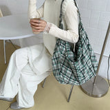 Purpdrank  Colorful Plaid Shoulder Bags for Women Large Capacity Portable Ladies Tote Underarm Bag Travel Outdoor Female Casual Handbags