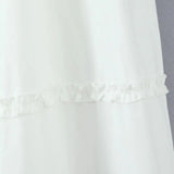 Purpdrank  New Holiday Buttons Low Waist Midi Long Skirt Women Spliced Ruched Wood ears Swing A-lined Skirts Boho Yellow White