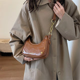 Purpdrank  Retro Underarm Shoulder Bags For Women Luxury Designer Purse And Handbags French Style Pure Color Chain Crossbody Bag