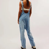 Purpdrank  Elegant Women Denim Bib Overalls Chic Straight Jeans Jumpsuit Romper Pants With Pockets Strap Onepices Streetwear