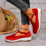 Purpdrank  New Spring Flat Women's Casual Shoes Round Toe Anti-slip Platform Shoes  Breathable Buckle Sneakers