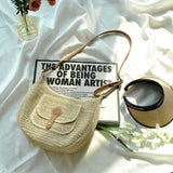 Purpdrank  Fashionable Rattan Handmade Shoulder Bag Solid Color Adjustable Shoulder Strap Crossbody Bag Versatile Women's Bag