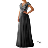 Purpdrank  New Cross-border Spring Summer European Women's Clothing Sleeveless Dress V-neck Sequins Elegant Chiffon Evening Dress