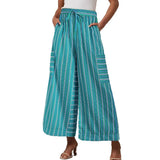 Purpdrank   New Spring Summer Colorful Striped Pants Casual Fashion Loose Lace Up Straight Pants Women