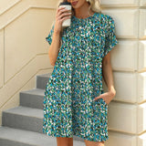 Purpdrank   Elegant Dress Women O Neck Short Sleeve Dresses Fashion Casual Printed Mini Dresses Summer New Chic Female Dress