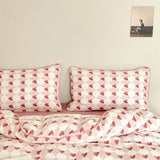 Purpdrank  Cotton four-piece set of aerobic double yarn cotton skin-friendly quilt cover small floral bed linen bed cover set