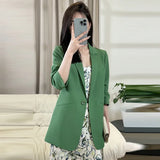Purpdrank  Korean Elegant Blazers Female Casual Office Ladies Single Button Suits Jacket New Slimming Solid Color All Match Coat Outerwear