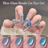 Purpdrank  4-Color Spring Summer Nails Ice Transparent Blue Glass Bead Cat Eye Gel Nail Polish Popular Whitening Versatile Upgrade Gel