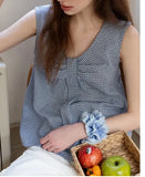 Purpdrank  Bow Plaid Sleeveless Loose Vest Women's Summer Sweet Casual Top