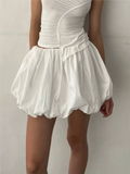 Purpdrank  Korean fashion black mini skirts kawaii y2k clothes cute skirts for woman high waist skirt with drawstrings Pumpkin skirts white