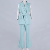 Purpdrank  Chic Two-Piece Women's Set Button-Detail Vest with Lapel Neck & Tailored Trousers Versatile Outfit for Work and Sophisticated