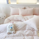 Purpdrank  Princess Style Bedding Sets Ruffle Lace Bow Quilt Cover Romantic Print Bedclothes Home Bedroom Decor Woman Girl Duvet Cover 4pcs