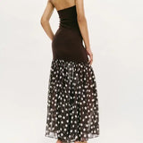 Purpdrank  Summer of The New Versatile Temperament Polka Dot Splicing Tube Top Dress Is Super Fairy