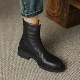 Purpdrank - Women Ankle Boots Thick High Heels 2023 New Autumn Winter Office Lady Genuine Leather Shoes Woman Retro Style Black Boots Women