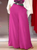 Purpdrank  2025 New Summer Spring Womens Wide Leg Red Blue Pink Pant with Pockets Soft Casual Holiday High Waisted Trousers Lady