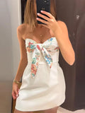 Purpdrank  Chic Bow Printed Sleeveless Mini Dress Fashion Women Zipper Backless Slim Short Dresses 2025 Summer Vacation Evening Vestidos