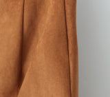 Purpdrank  Autumn Winter High Waist Suede Faux Leather Mini Skirt Women Back Zipper A-line Short Skater Party Femme Camel Black