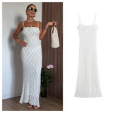 Purpdrank  Summer New Women's Fashion and Elegance Slim Fit Waist versatile Lace Bra Long Strap Dress