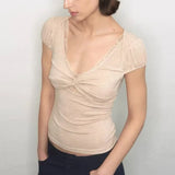 Purpdrank  Sexy Spice Lace Stitching T-Shirt Spring/Summer Women's Short Sleeve