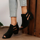 Purpdrank  Sandals Black Shoes for Women Block Heels Square Toe Big New Beige Boot Summer Chunky Girls High Velvet Fashion
