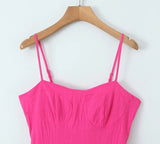 Purpdrank  Sexy Rose Pink Bra Corset style Spaghetti Strap Mini Dress Women Backless Party Skater Low Waist Short Sling Robe Vestido