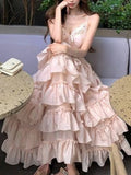 Purpdrank  French Sweet Elegant Women Dresses Vintage Design Irregular Strap Evening Dress Fashion Female Puffy Korean Popular Long Dresses