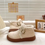 Purpdrank  Women's Snow Boots  Winter New Retro Faux Suede Platform Short Boots Warm Comfortable Outdoor Cold Resistant Cotton Shoes