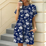Purpdrank   Elegant Dress Women O Neck Short Sleeve Dresses Fashion Casual Printed Mini Dresses Summer New Chic Female Dress