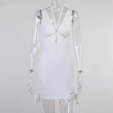 Purpdrank  Summer Backless Bodycon Dress Women Hollow Out 2025 Bandage Mini Sleeveless White Black Sexy Party Dresses Beach