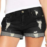 Purpdrank  European and American Summer New Sexy High Waist Tight Piercing High Elasticity Jeans for Women Denim Shorts Plus Size